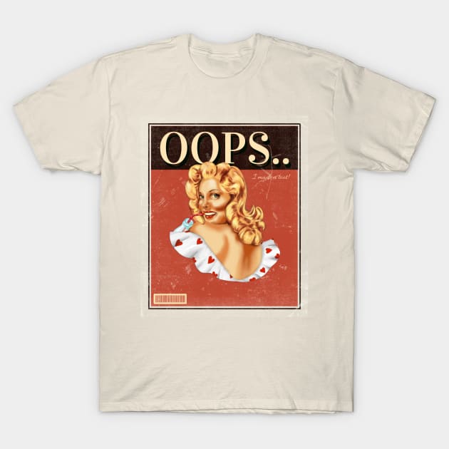 Funny Vintage "Oops.. I Made A Toot!" 50s Pinup Parody T-Shirt by TOXiK TWINS